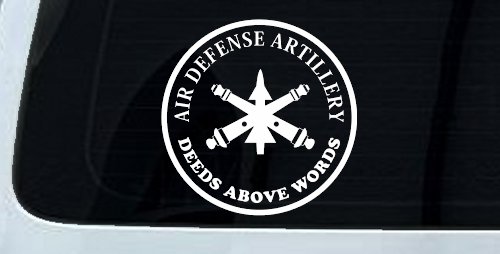 US Army Air Defense Artillery DEEDS ABOVE WORDS Military Car or Truck Window Decal Sticker (White)