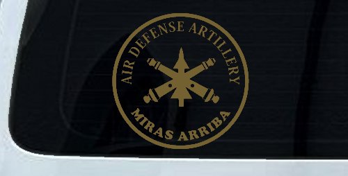 US Army Air Defense Artillery MIRAS ARRIBA Military Car or Truck Window Decal Sticker (Gold)