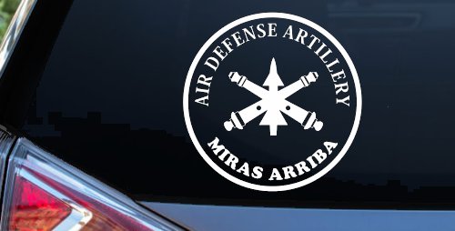 US Army Air Defense Artillery MIRAS ARRIBA Military Car or Truck Window Vinyl Decal Sticker (White)