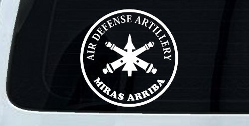 US Army Air Defense Artillery MIRAS ARRIBA Military Car or Truck Window Vinyl Decal Sticker (White)