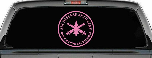 US Army Air Defense Artillery DUTY HONOR EXCELLENCE Military Car or Truck Window Vinyl Decal Sticker (Pink)