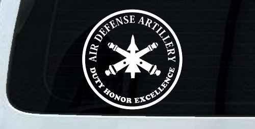 US Army Air Defense Artillery DUTY HONOR EXCELLENCE Military Car or Truck Window Vinyl Decal Sticker (White)