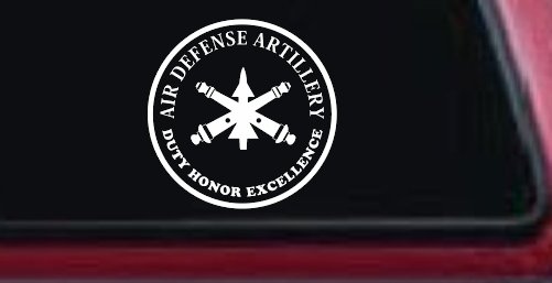 US Army Air Defense Artillery DUTY HONOR EXCELLENCE Military Car or Truck Window Decal Sticker (White)