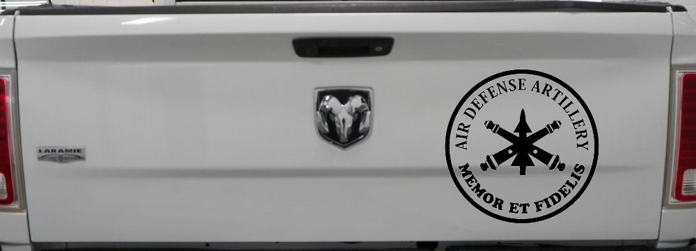US Army Air Defense Artillery MEMOR ET FIDELIS Military Car or Truck Window Vinyl Decal Sticker (Black)