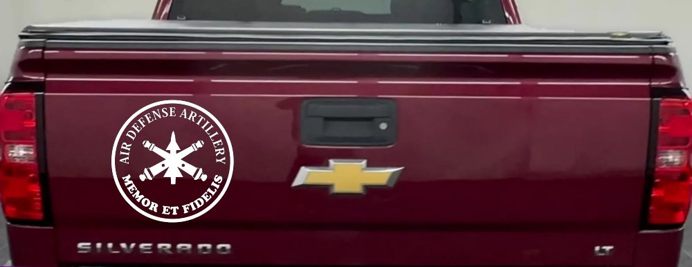 US Army Air Defense Artillery MEMOR ET FIDELIS Military Car or Truck Window Vinyl Decal Sticker (White)
