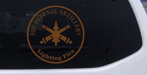US Army Air Defense Artillery Lighting Fire Military Car or Truck Window Decal Sticker (Copper)
