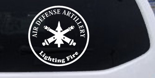US Army Air Defense Artillery Lighting Fire Military Car or Truck Window Decal Sticker (White)