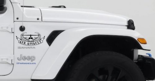 US Army Airborne Air Assault Helicopter With Banner Military Car or Truck Window Decal Sticker (Black)