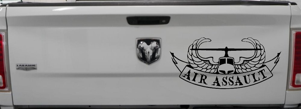 US Army Airborne Air Assault Helicopter With Banner Military Car or Truck Window Vinyl Decal Sticker (Black)