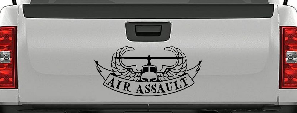 US Army Airborne Air Assault Helicopter With Banner Military Car or Truck Window Vinyl Decal Sticker (Black)
