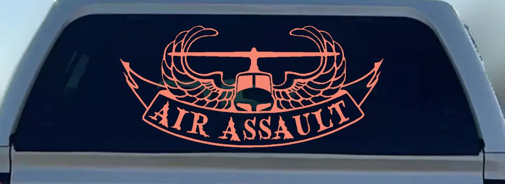 US Army Airborne Air Assault Helicopter With Banner Military Car or Truck Window Vinyl Decal Sticker (Coral)