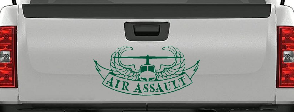 US Army Airborne Air Assault Helicopter With Banner Military Car or Truck Window Decal Sticker (Dark Green)