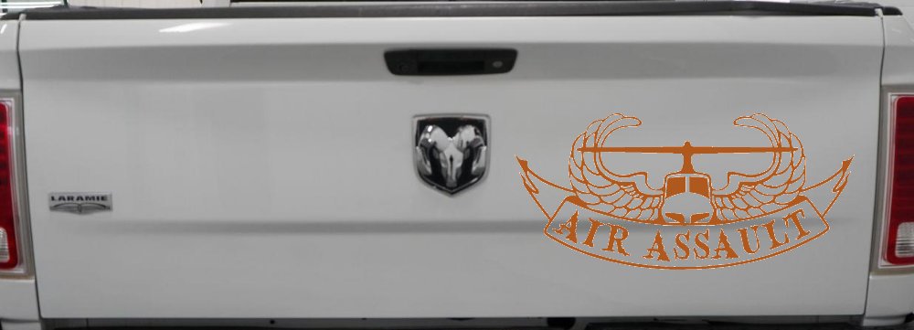 US Army Airborne Air Assault Helicopter With Banner Military Car or Truck Window Decal Sticker (Nut Brown)