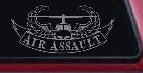 US Army Airborne Air Assault Helicopter With Banner Military Car or Truck Window Vinyl Decal Sticker (Telegrey)