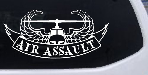 US Army Airborne Air Assault Helicopter With Banner Military Car or Truck Window Decal Sticker (White)