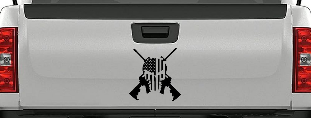 Punisher US American Flag Crossed AR15 Guns Car or Truck Window Decal Sticker