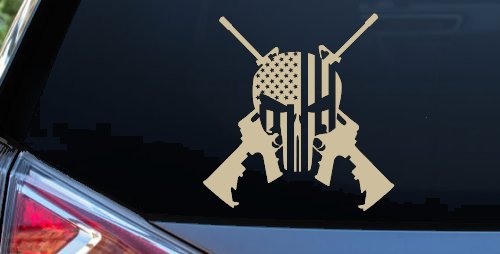 Punisher US American Flag Crossed AR15 Guns Car or Truck Window Decal Sticker