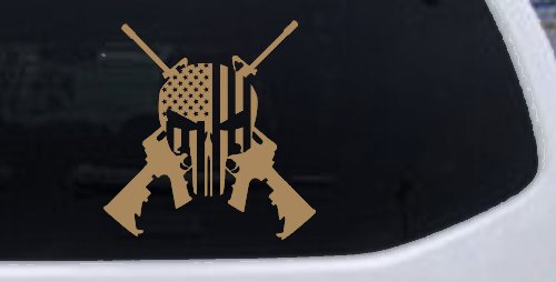 Punisher US American Flag Crossed AR15 Guns Car or Truck Window Decal Sticker