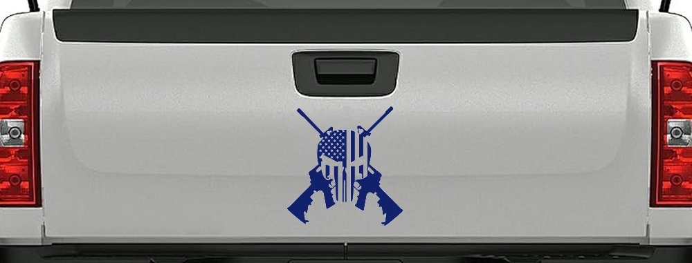 Punisher US American Flag Crossed AR15 Guns Car or Truck Window Decal Sticker