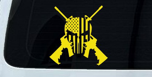 Punisher US American Flag Crossed AR15 Guns Car or Truck Window Decal Sticker