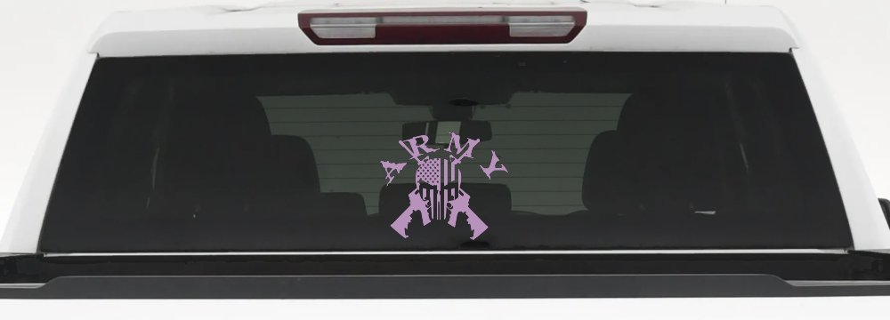 ARMY Punisher Skull US American Flag Crossed AR15 Guns Military Car or Truck Window Decal Sticker