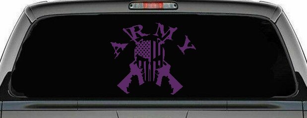 ARMY Punisher Skull US American Flag Crossed AR15 Guns Military Car or Truck Window Decal Sticker