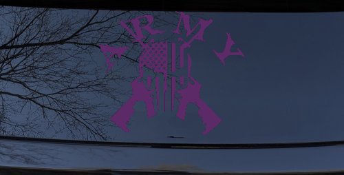 ARMY Punisher Skull US American Flag Crossed AR15 Guns Military Car or Truck Window Vinyl Decal Sticker (Violet)