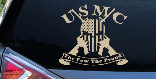 USMC United States Marine Corps The Few The Proud Punisher Skull US Flag Crossed AR15 Guns Military Car or Truck Window Decal Sticker