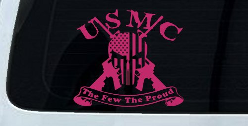 USMC United States Marine Corps The Few The Proud Punisher Skull US Flag Crossed AR15 Guns Military Car or Truck Window Decal Sticker