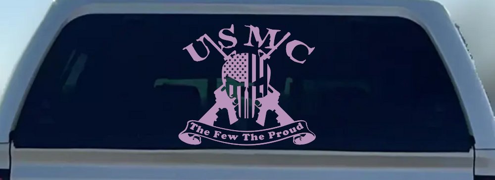 USMC United States Marine Corps The Few The Proud Punisher Skull US Flag Crossed AR15 Guns Military Car or Truck Window Decal Sticker