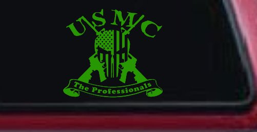 USMC United States Marine Corps The Professionals Punisher Skull US Flag Crossed AR15 Guns Military Car or Truck Window Decal Sticker