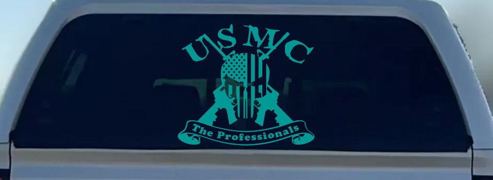 USMC United States Marine Corps The Professionals Punisher Skull US Flag Crossed AR15 Guns Military Car or Truck Window Decal Sticker
