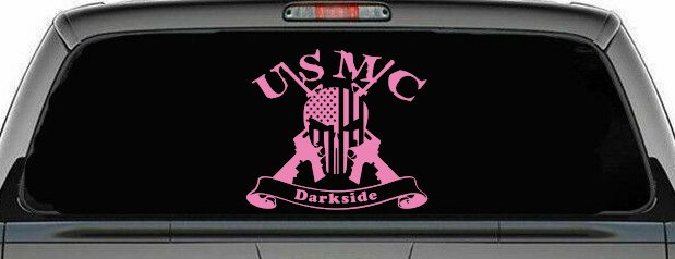 USMC United States Marine Corps Darkside Punisher Skull US Flag Crossed AR15 Guns Military Car or Truck Window Decal Sticker