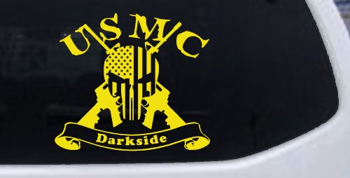 USMC United States Marine Corps Darkside Punisher Skull US Flag Crossed AR15 Guns Military Car or Truck Window Decal Sticker