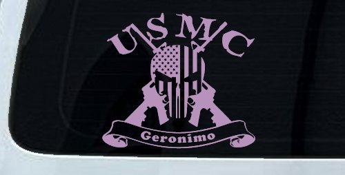 USMC United States Marine Corps Geronimo Punisher Skull US Flag Crossed AR15 Guns Military Car or Truck Window Decal Sticker