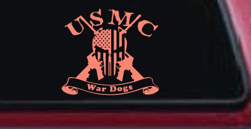 USMC United States Marine Corps War Dogs Punisher Skull US Flag Crossed AR15 Guns Military Car or Truck Window Decal Sticker