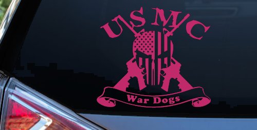 USMC United States Marine Corps War Dogs Punisher Skull US Flag Crossed AR15 Guns Military Car or Truck Window Decal Sticker