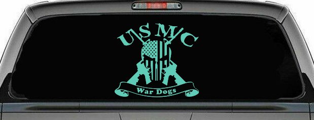 USMC United States Marine Corps War Dogs Punisher Skull US Flag Crossed AR15 Guns Military Car or Truck Window Decal Sticker