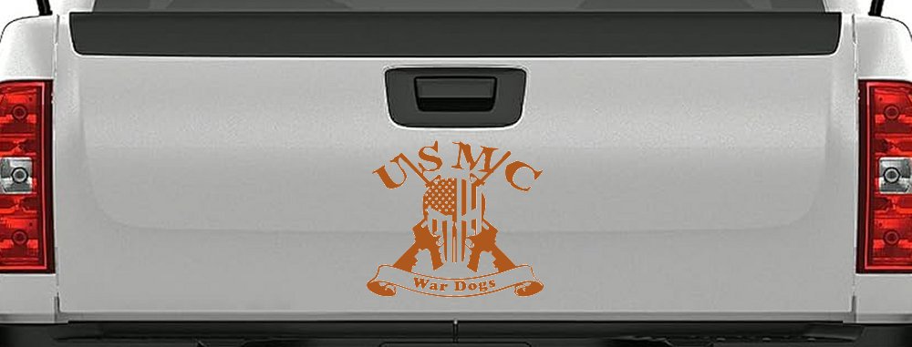 USMC United States Marine Corps War Dogs Punisher Skull US Flag Crossed AR15 Guns Military Car or Truck Window Decal Sticker