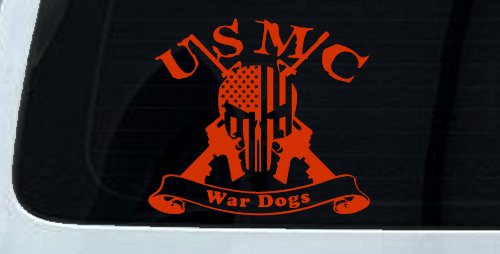 USMC United States Marine Corps War Dogs Punisher Skull US Flag Crossed AR15 Guns Military Car or Truck Window Decal Sticker