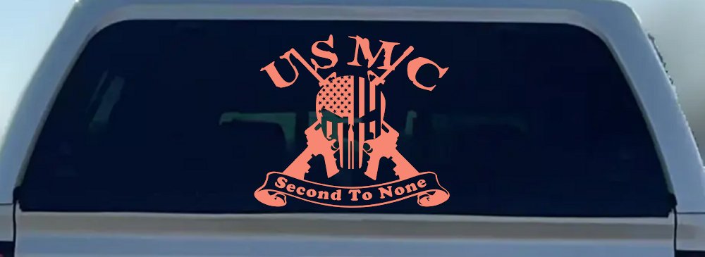 USMC United States Marine Corps Second To None Punisher Skull US Flag Crossed AR15 Guns Military Car or Truck Window Decal Sticker