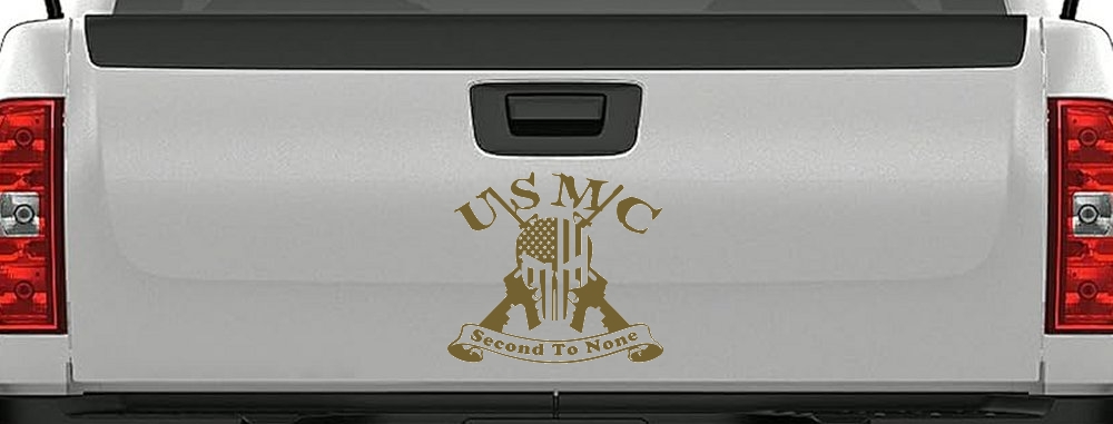 USMC United States Marine Corps Second To None Punisher Skull US Flag Crossed AR15 Guns Military Car or Truck Window Decal Sticker