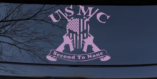 USMC United States Marine Corps Second To None Punisher Skull US Flag Crossed AR15 Guns Military Car or Truck Window Decal Sticker