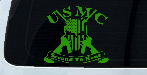 USMC United States Marine Corps Second To None Punisher Skull US Flag Crossed AR15 Guns Military Car or Truck Window Decal Sticker