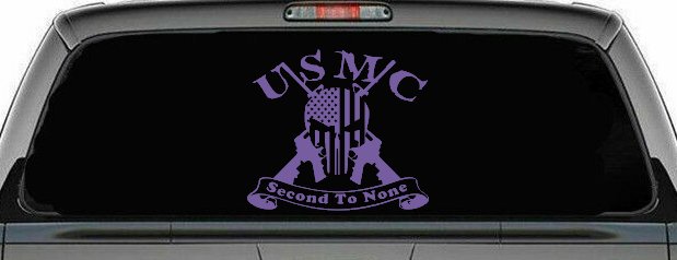 USMC United States Marine Corps Second To None Punisher Skull US Flag Crossed AR15 Guns Military Car or Truck Window Decal Sticker