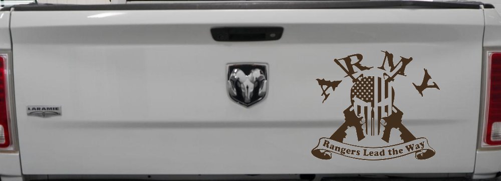 ARMY Rangers Lead the Way Punisher Skull US American Flag Crossed AR15 Guns Military Car or Truck Window Decal Sticker