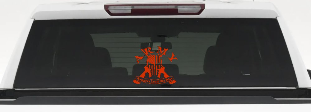 ARMY Rangers Lead the Way Punisher Skull US American Flag Crossed AR15 Guns Military Car or Truck Window Decal Sticker