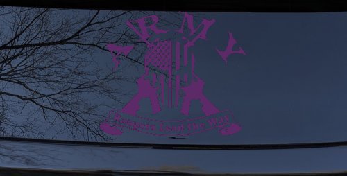 ARMY Rangers Lead the Way Punisher Skull US American Flag Crossed AR15 Guns Military Car or Truck Window Decal Sticker (Violet)