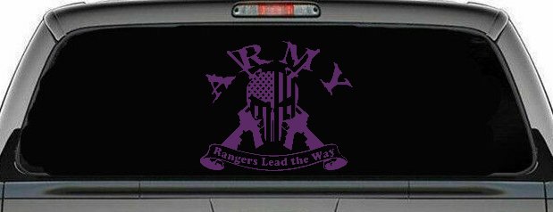 ARMY Rangers Lead the Way Punisher Skull US American Flag Crossed AR15 Guns Military Car or Truck Window Decal Sticker