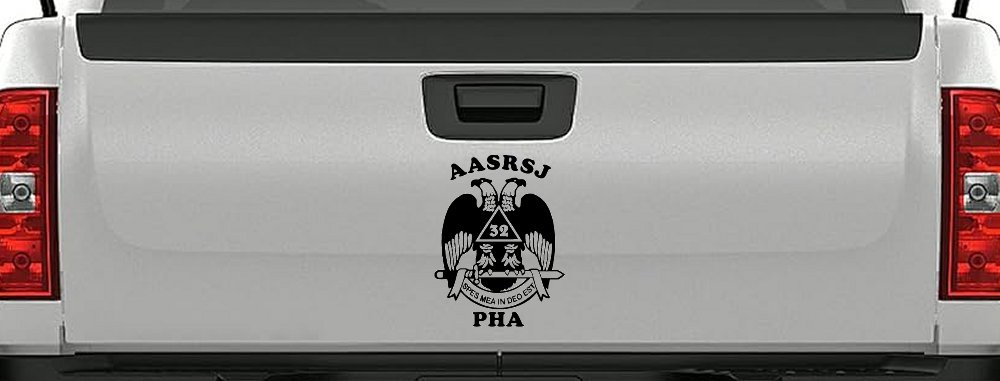 Scottish Rite Wings 32nd AASRSJ PHA Other Car or Truck Window Decal Sticker (Black)
